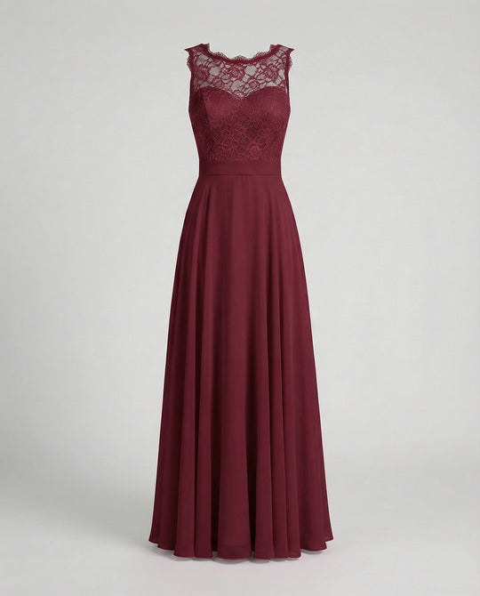 R&B | Chiffon Brautjungfernkleid mit Herz Ausschnitt, Fußlänge