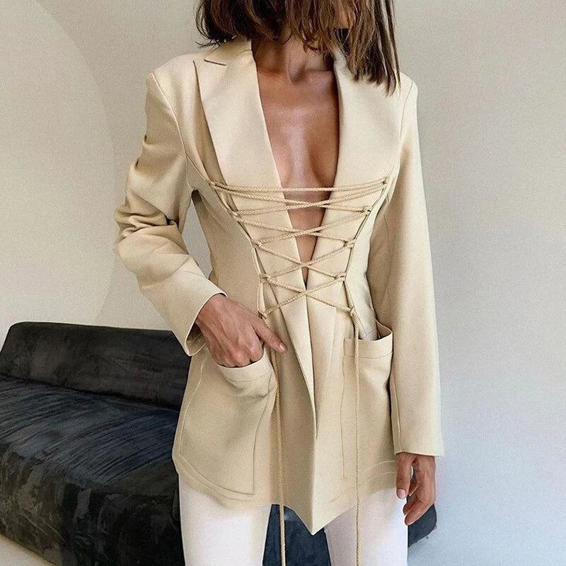 R&B | Schnürblazer Armeltaschen Dünner Mantel