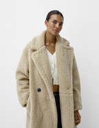 R&B | Damen Teddyjacke mit Reverskragen im langen Modell