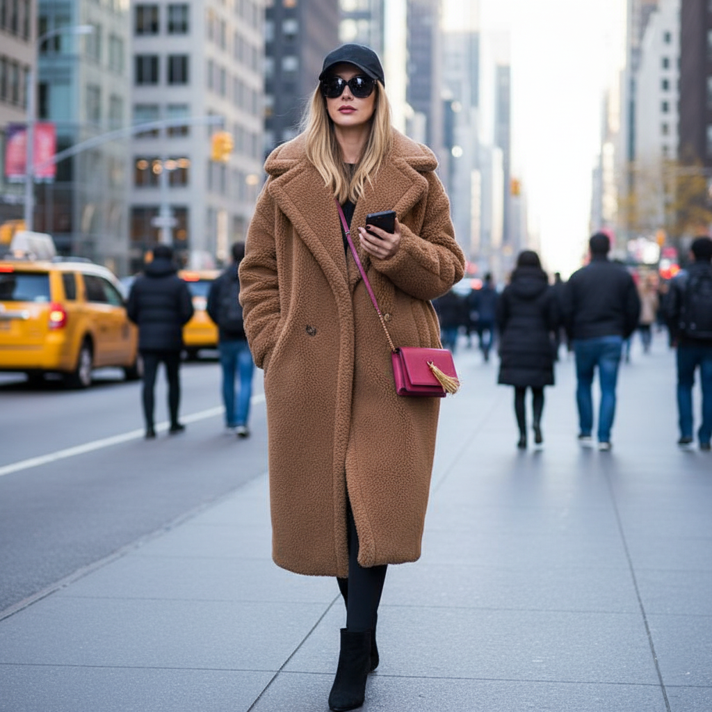 R&B | Damen Teddy Weiche Winterjacke mit Langen Ärmeln