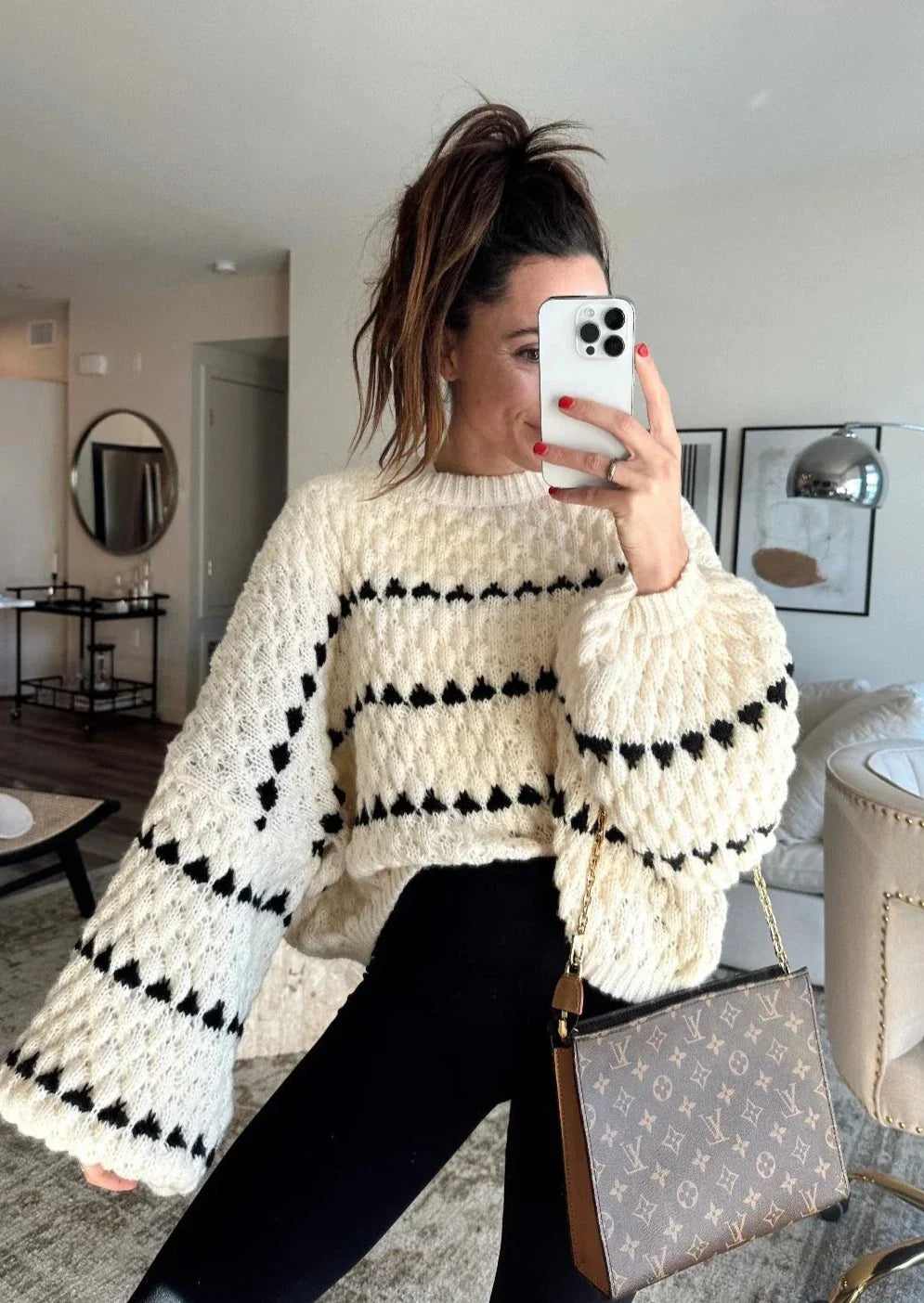 R&B | Kräftiger Strickpullover Kontrastierendes Design Warm und Zeitgemäß