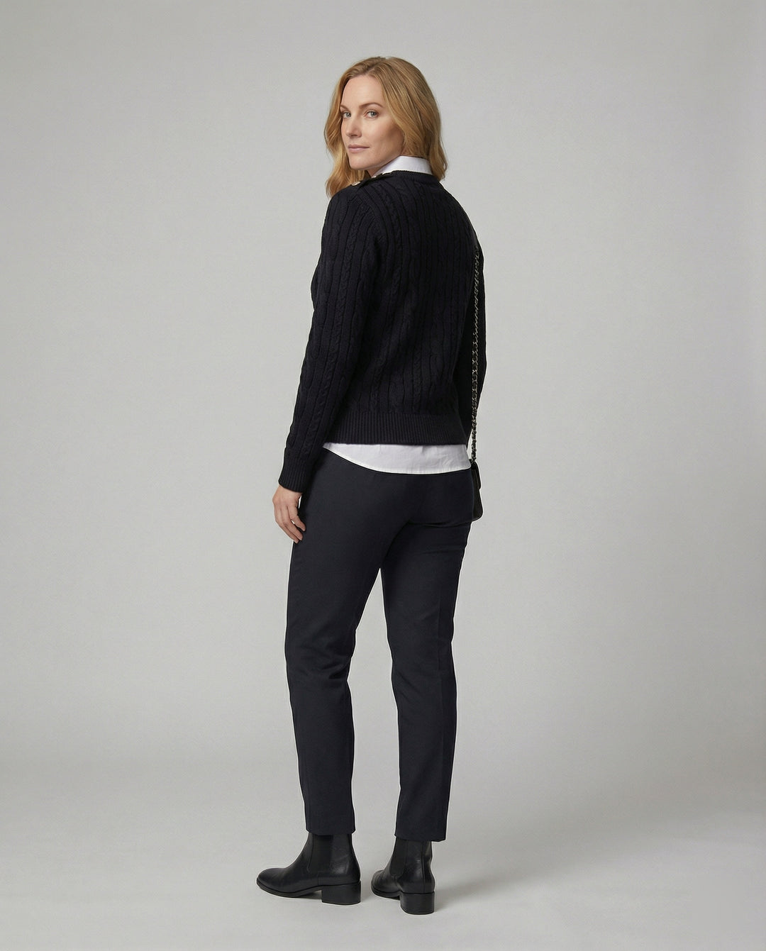 Damen Strickpullover im Lagenlook mit Hemdkragen Locker Schwarz