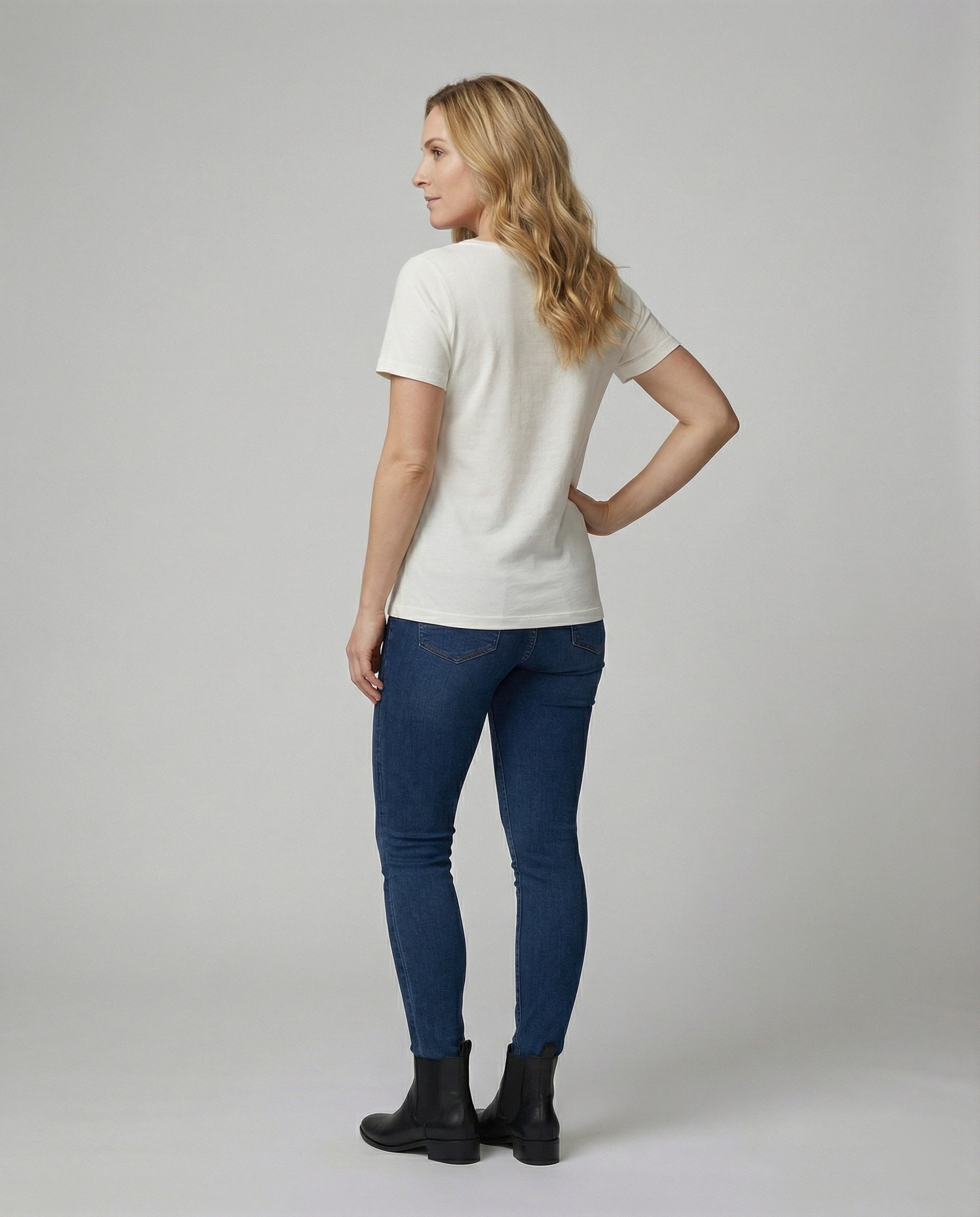 Damen T-Shirt Lockerer Schnitt U-Ausschnitt Baumwolle Lässiges Oberteil