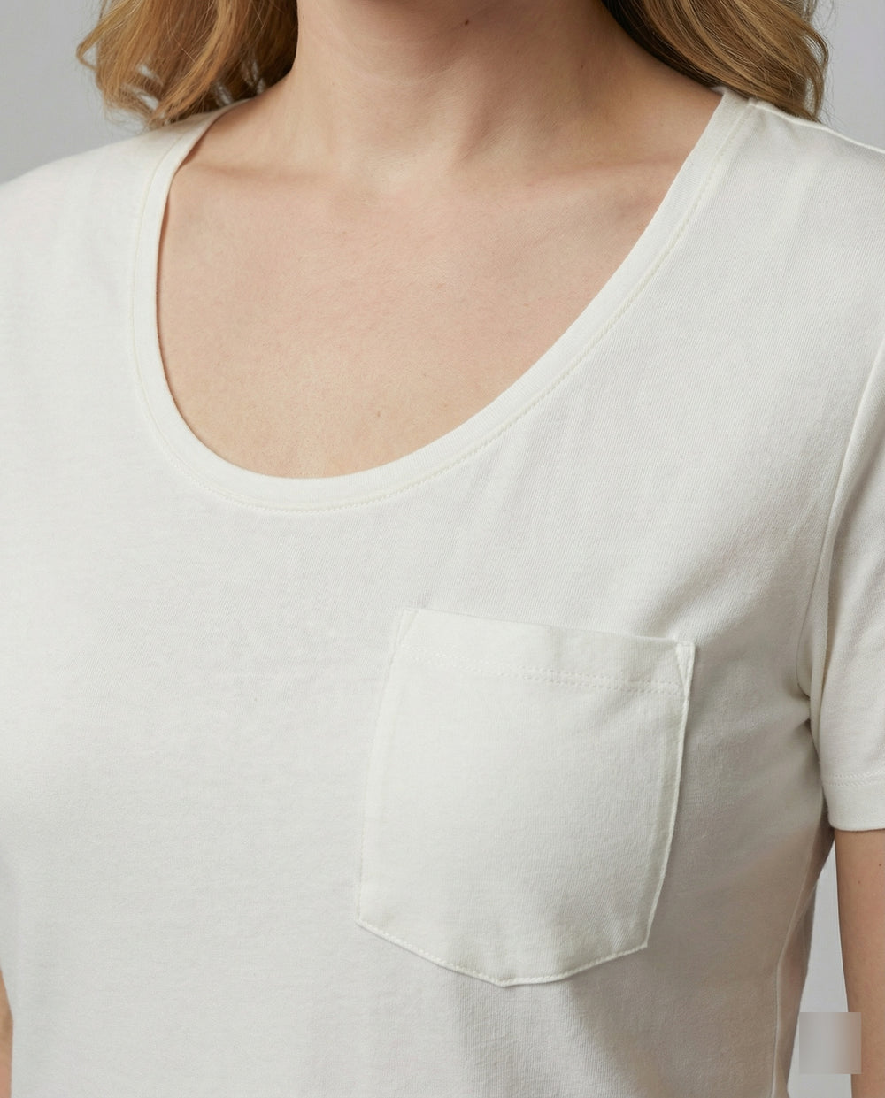 Damen T-Shirt Lockerer Schnitt U-Ausschnitt Baumwolle Lässiges Oberteil
