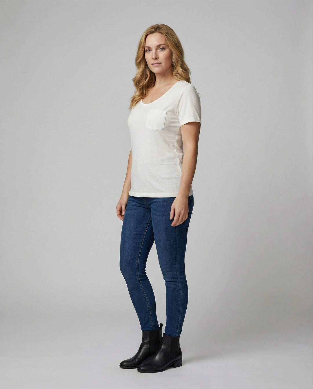 Damen T-Shirt Lockerer Schnitt U-Ausschnitt Baumwolle Lässiges Oberteil