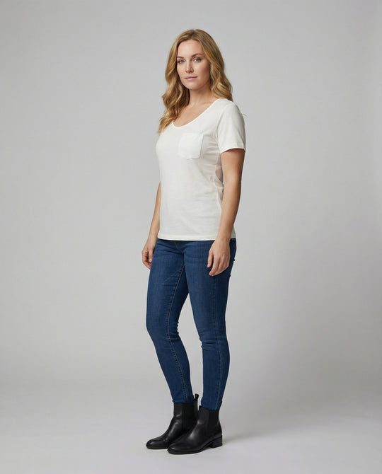 Damen T-Shirt Lockerer Schnitt U-Ausschnitt Baumwolle Lässiges Oberteil