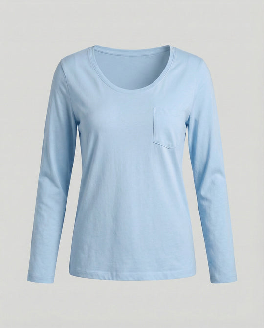 Damen T-Shirt Lockerer Schnitt U-Ausschnitt Baumwolle Lässiges Oberteil