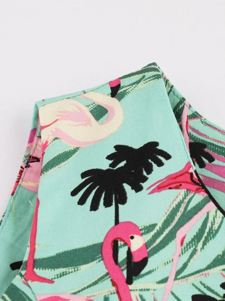 Retro-Kleid mit Flamingodruck