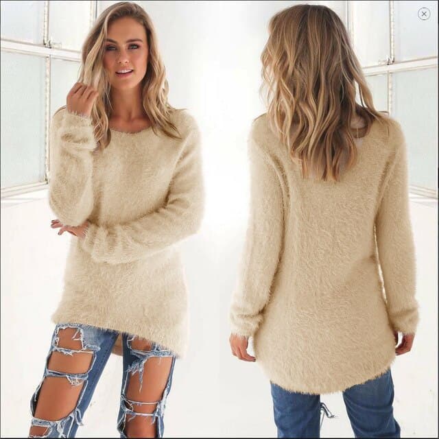 R&B | Strickpullover Weiche Flauschige Qualität Legere Passform Lange Ärmel