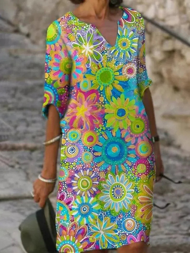 R&B | Baumwolle Blumenkleid für Damen
