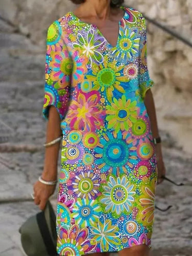 R&B | Baumwolle Blumenkleid für Damen