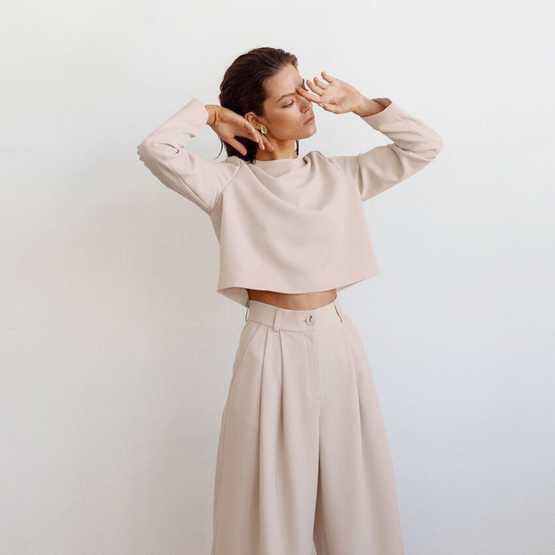 R&B | Elegante Damen Zweiteilige Set Mit Weit Geschnittene Hose