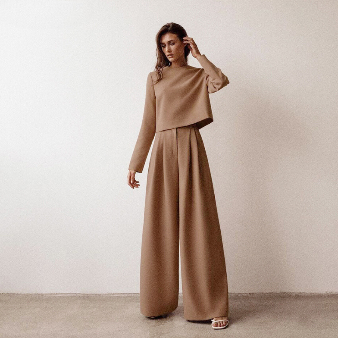 R&B | Elegante Damen Zweiteilige Set Mit Weit Geschnittene Hose