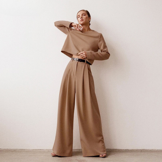 R&B | Elegante Damen Zweiteilige Set Mit Weit Geschnittene Hose