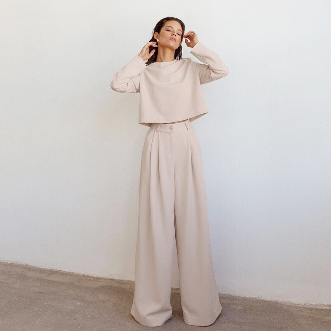 R&B | Elegante Damen Zweiteilige Set Mit Weit Geschnittene Hose