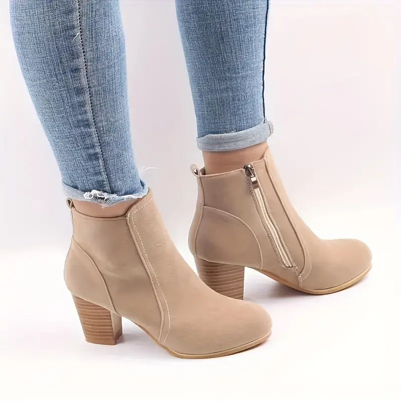 R&B | Damen Blockabsatz Stiefeletten mit Seitlichem Reißverschluss