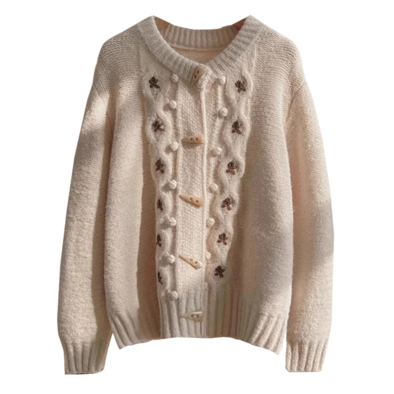 R&B | Strick Strickjacke mit Blumenmuster