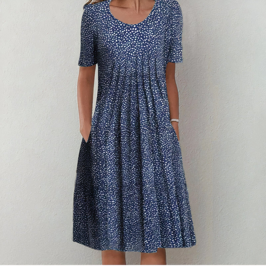 Sommerkleid mit Rundhalsausschnitt und Blumenmuster für Damen