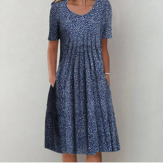Sommerkleid mit Rundhalsausschnitt und Blumenmuster für Damen
