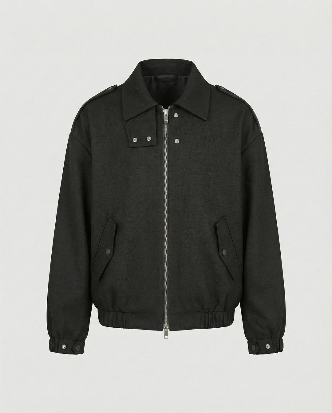 Weit geschnittene Blousonjacke mit verdecktem Reißverschluss Druckknopfmanschetten und elastischem Saum R&B