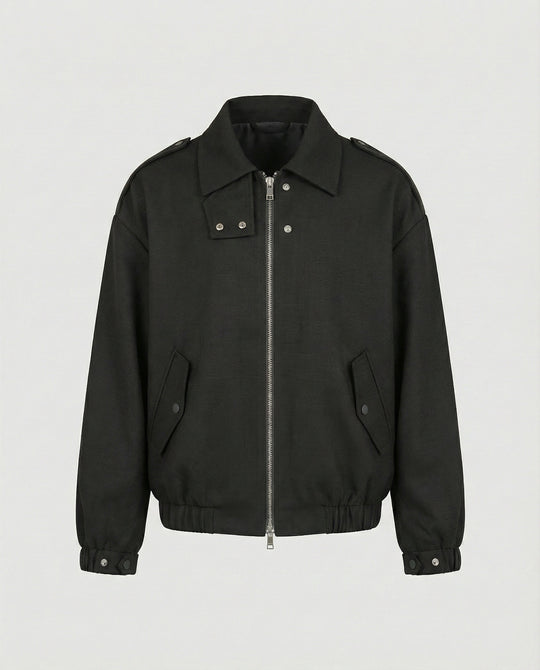 Weit geschnittene Blousonjacke mit verdecktem Reißverschluss Druckknopfmanschetten und elastischem Saum R&B