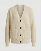 Weit geschnittene Strickjacke mit aufgesetzten Taschen und markanter Knopfleiste R&B