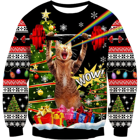 R&B | Unisex Sweatshirt - Bequemes 3D Katzen- und Hundedesign für Tierliebhaber