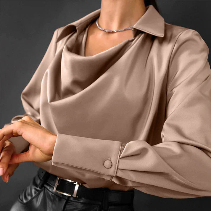 R&B | Lange Ärmel Satin Bluse