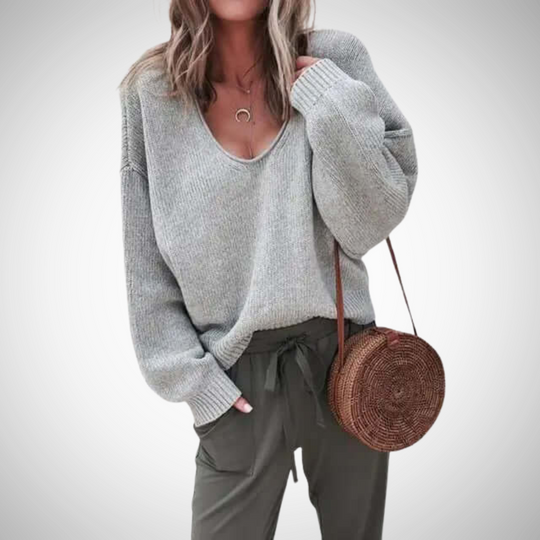 R&B | Locker Strick V-Ausschnitt Pullover