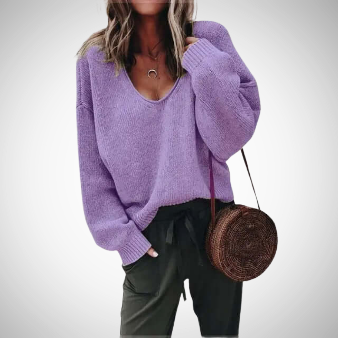 R&B | Locker Strick V-Ausschnitt Pullover