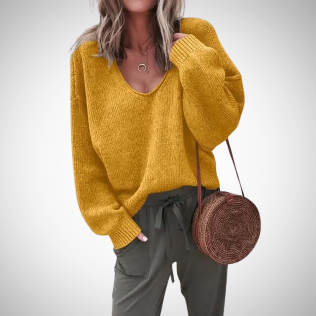 R&B | Locker Strick V-Ausschnitt Pullover
