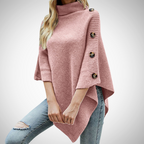 R&B | Knopf Detail Strick Poncho
