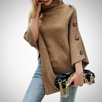R&B | Knopf Detail Strick Poncho