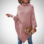 R&B | Knopf Detail Strick Poncho