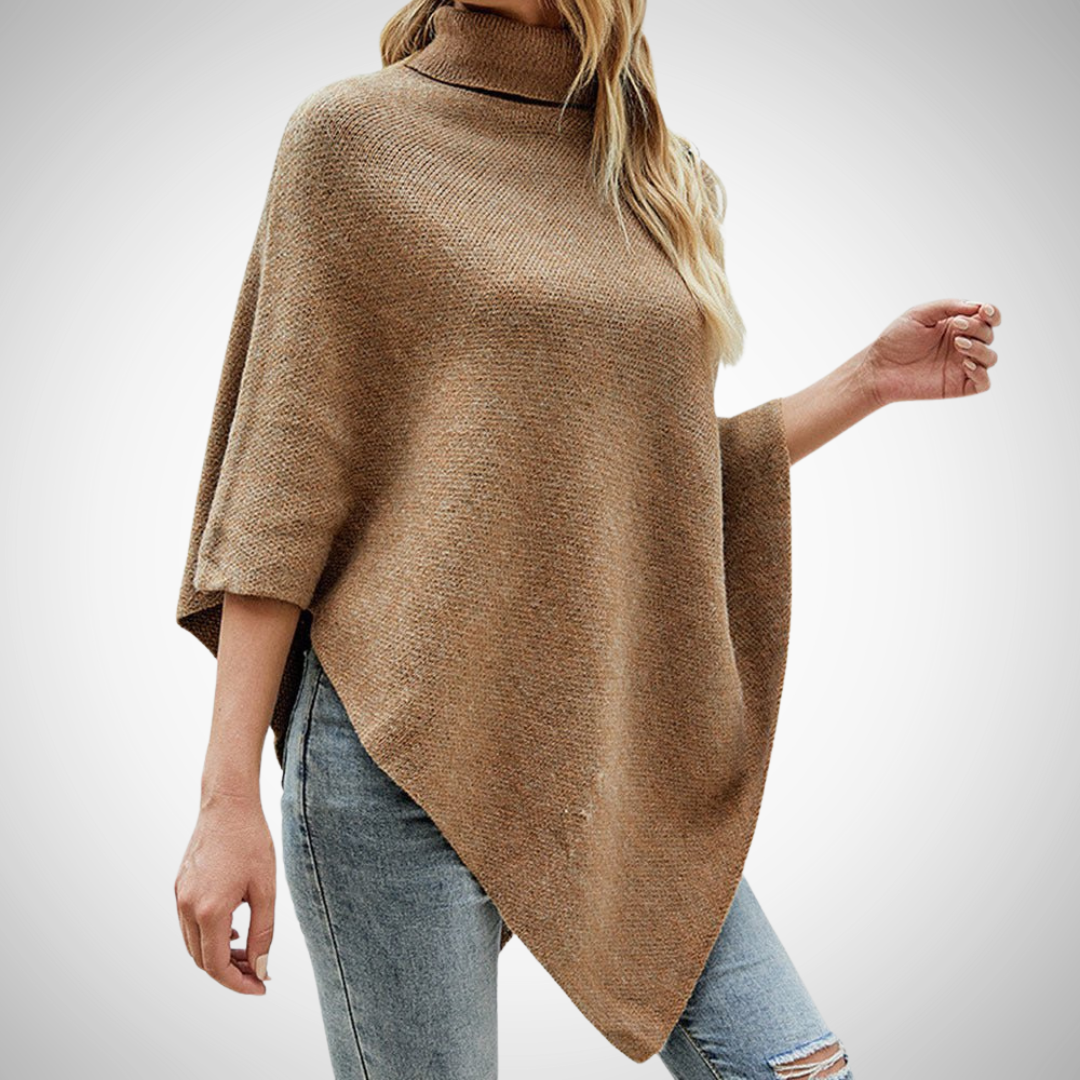 R&B | Knopf Detail Strick Poncho