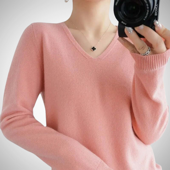 R&B | Lässiger V-Ausschnitt Pullover mit Feinem Strick