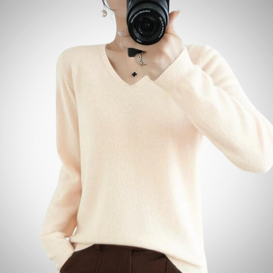 R&B | Lässiger V-Ausschnitt Pullover mit Feinem Strick