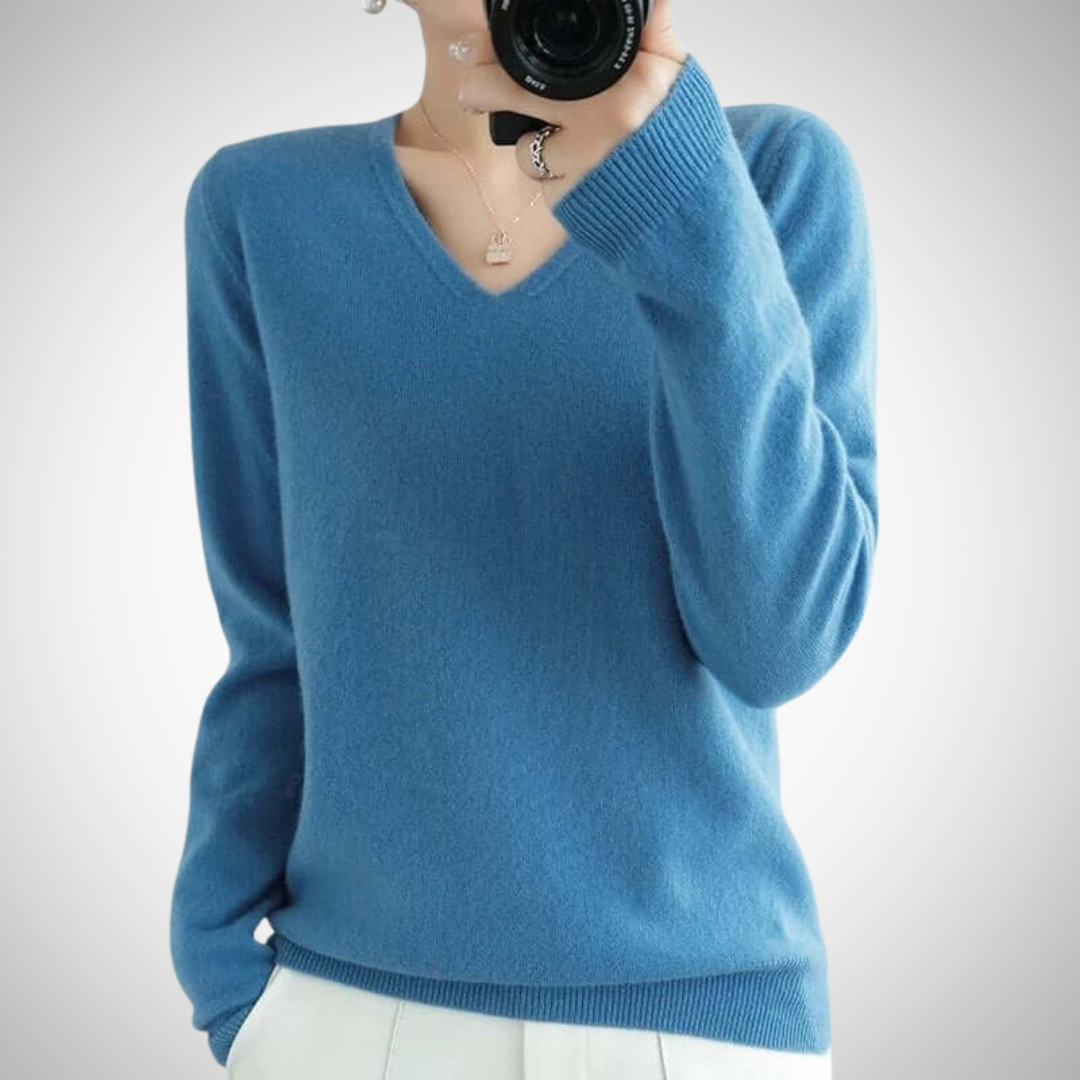 R&B | Lässiger V-Ausschnitt Pullover mit Feinem Strick