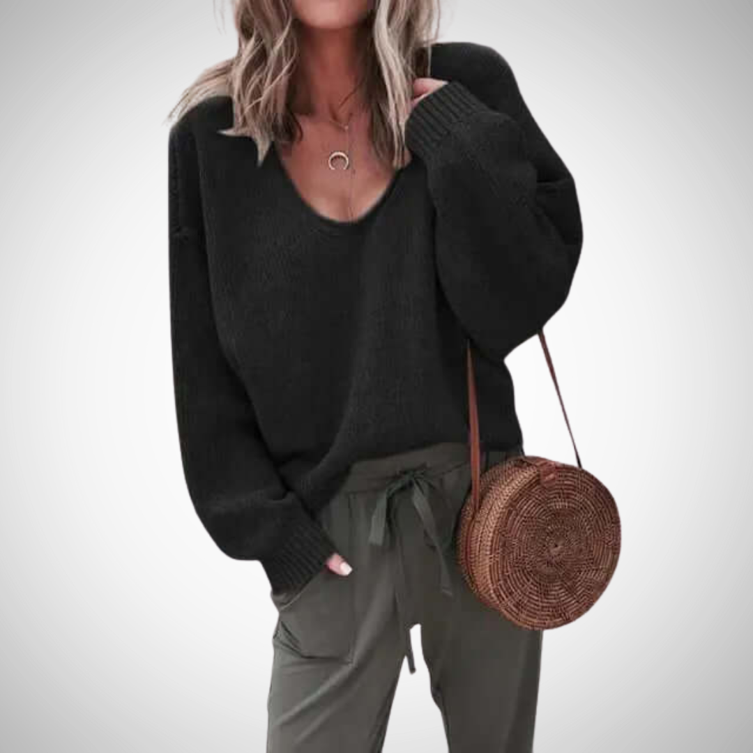 R&B | Locker Strick V-Ausschnitt Pullover