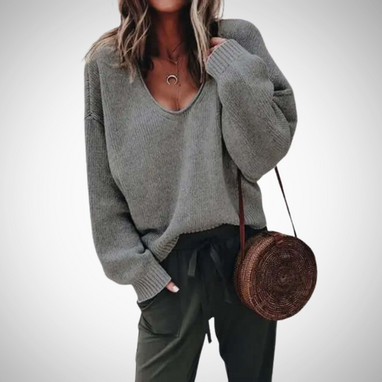 R&B | Locker Strick V-Ausschnitt Pullover