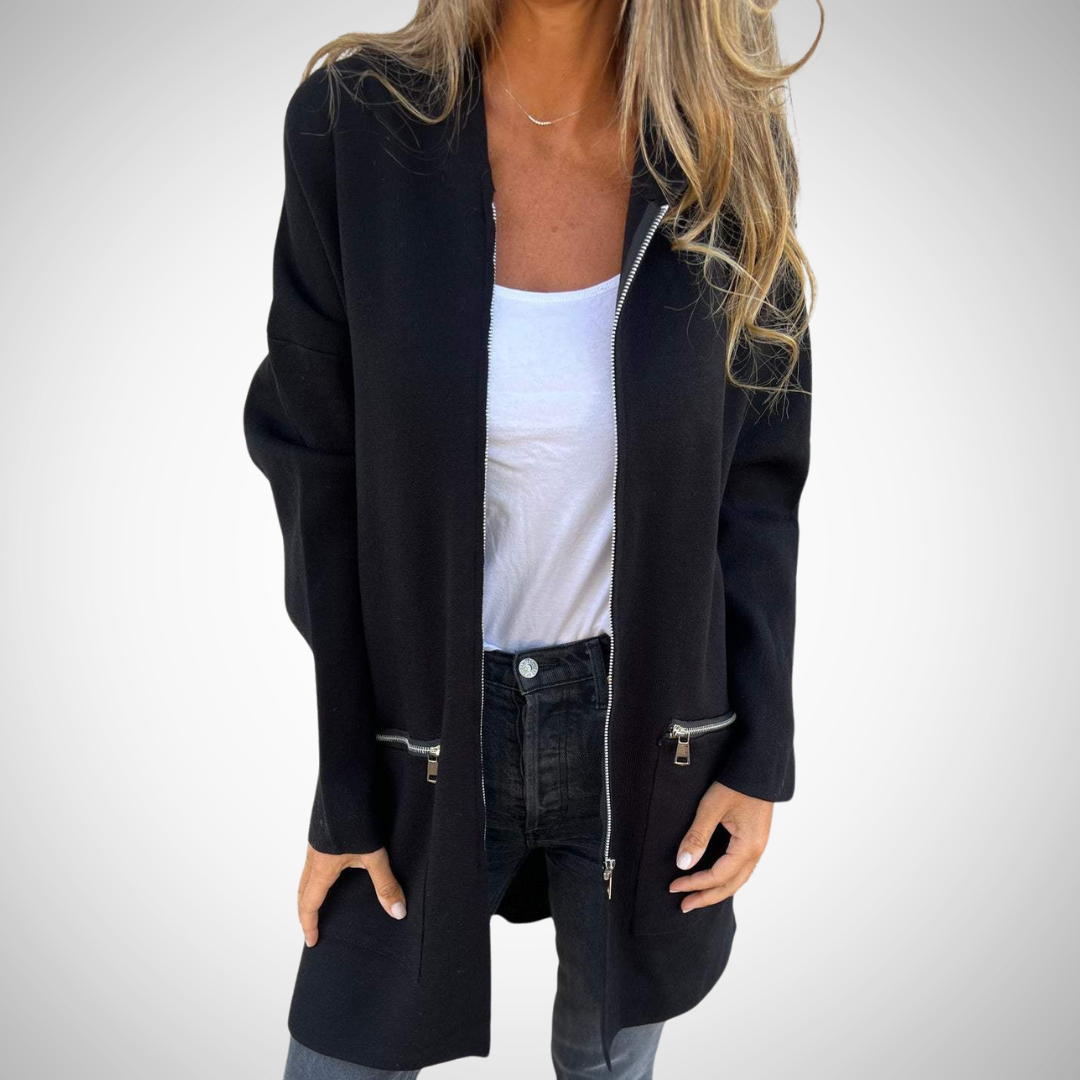 R&B | Langer Kapuzen Strickjacke