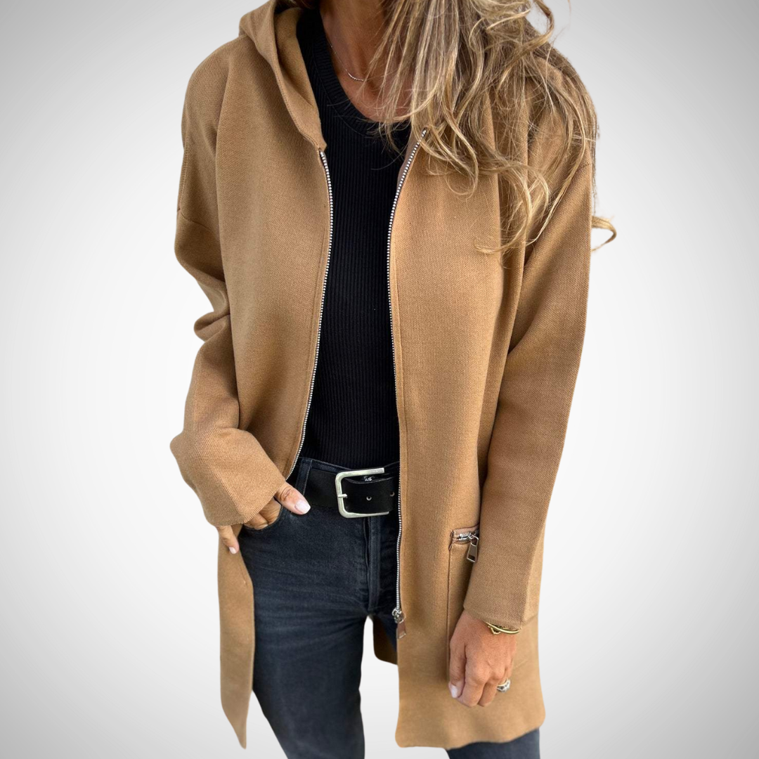 R&B | Langer Kapuzen Strickjacke
