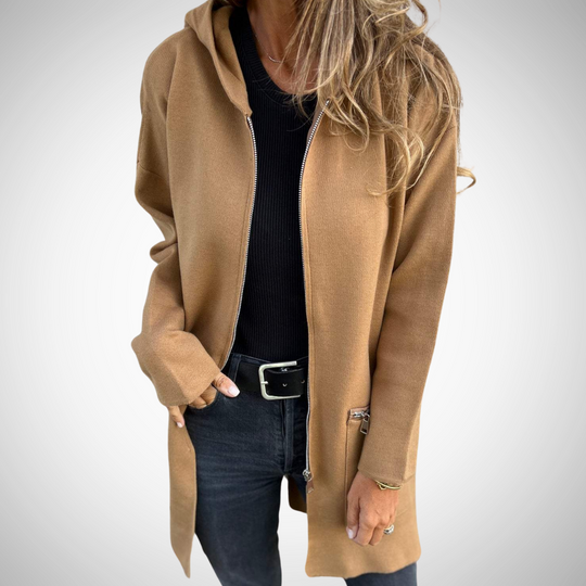 R&B | Langer Kapuzen Strickjacke