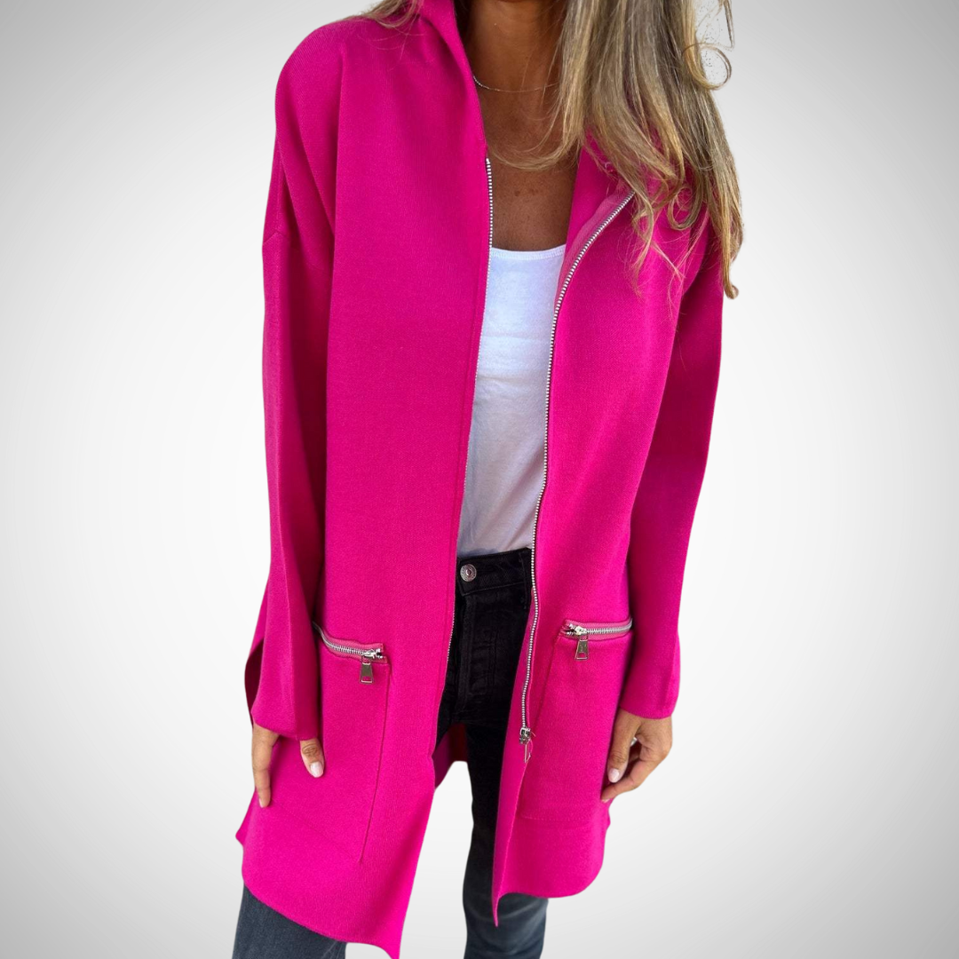 R&B | Langer Kapuzen Strickjacke