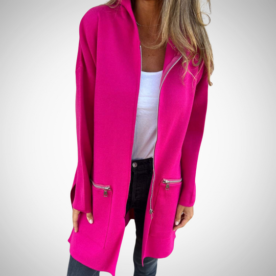 R&B | Langer Kapuzen Strickjacke