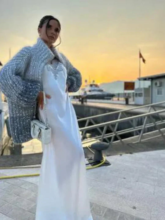 R&B | Schimmernde Seidenstrickjacke