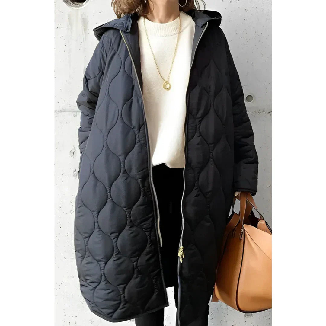 R&B | Gepolsterte Jacke - Oversized Passform - Lange Länge - Mit Kapuze und Reißverschluss