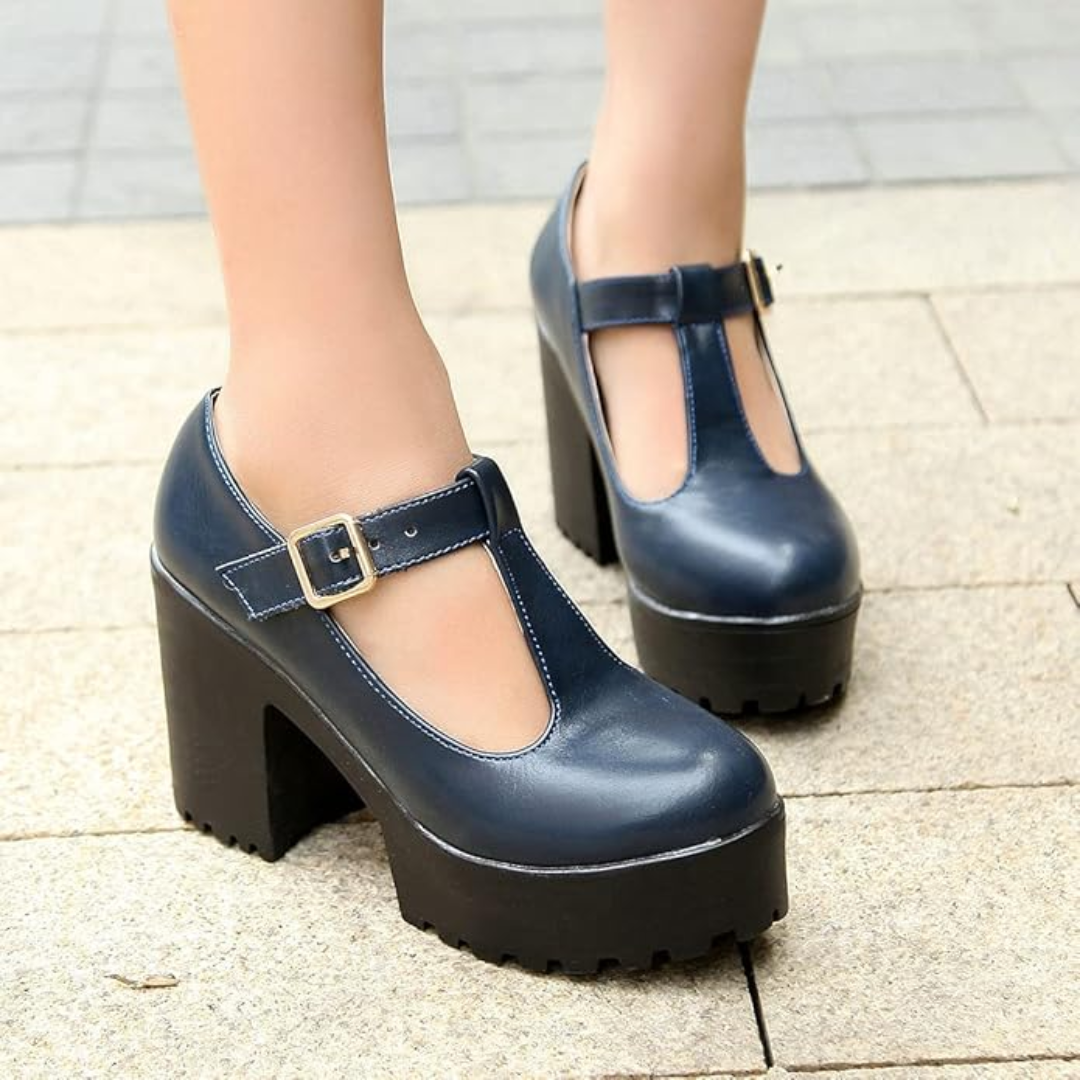 T-Strap Chunky Platform Heels – Jane R&B