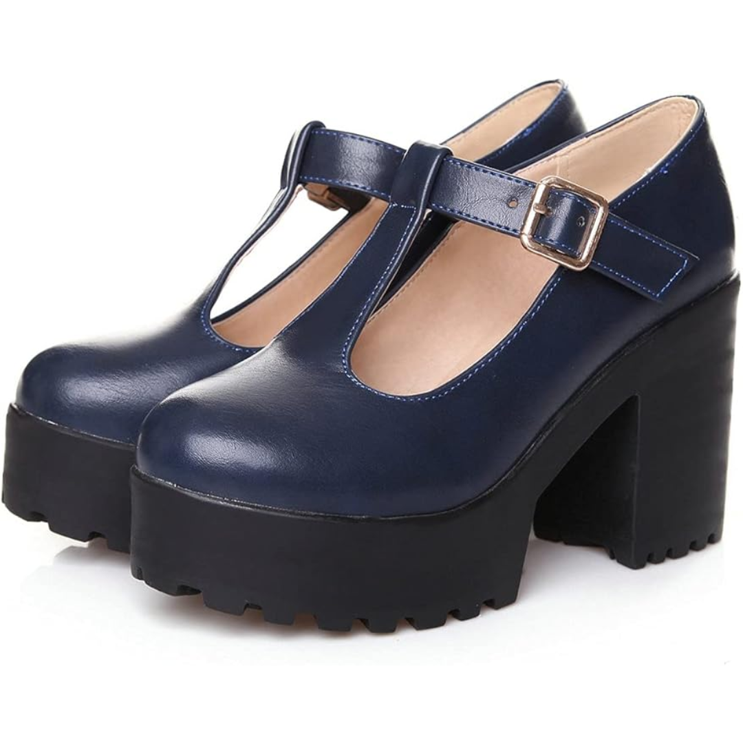 T-Strap Chunky Platform Heels – Jane R&B