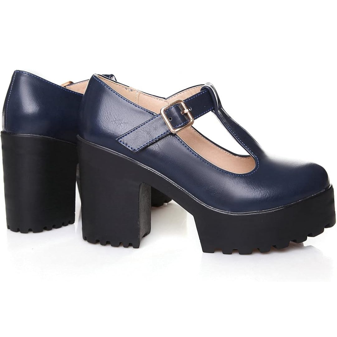 T-Strap Chunky Platform Heels – Jane R&B